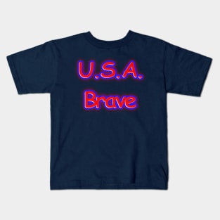 U.S.A. Brave Red White Blue Patriotic Kids T-Shirt